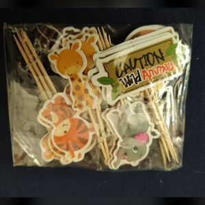Wild Animals Cupcake Toppers, 24 Total, 8 Designs, New And Factory Sealed NWOT